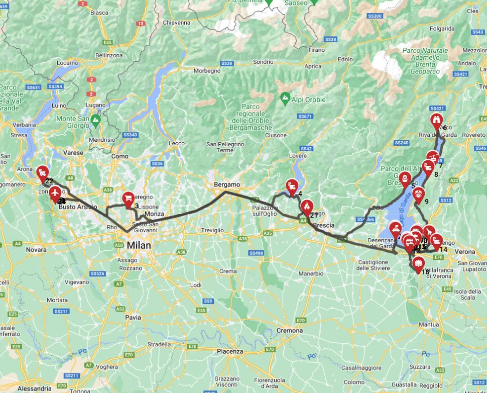Milano Roundtrip - East - Garda lakes